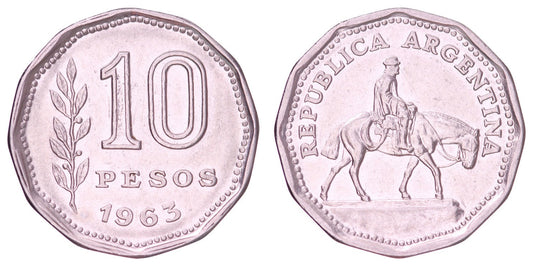 ARGENTINA 10 pesos 1963 XF