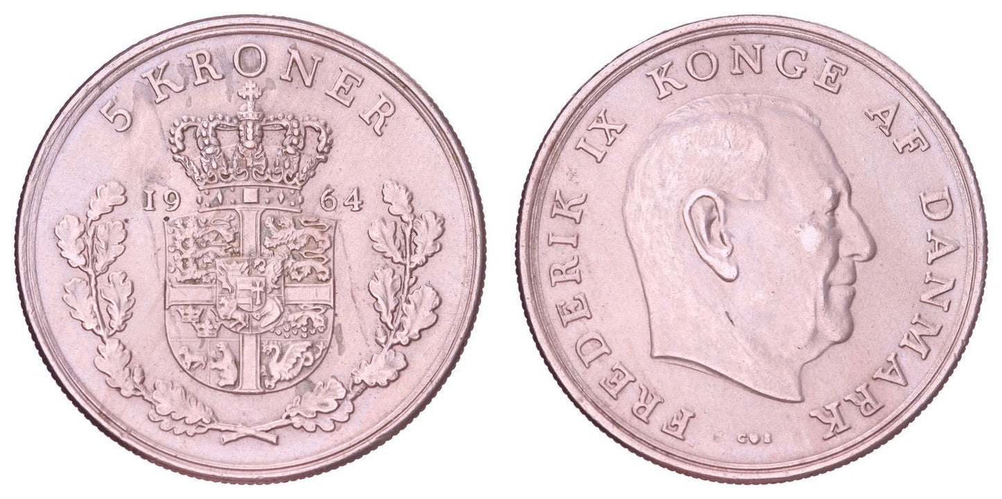 DENMARK 5 kroner 1964 VF+