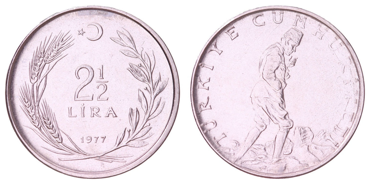 TURKEY 2 1/2 lira 1977 XF