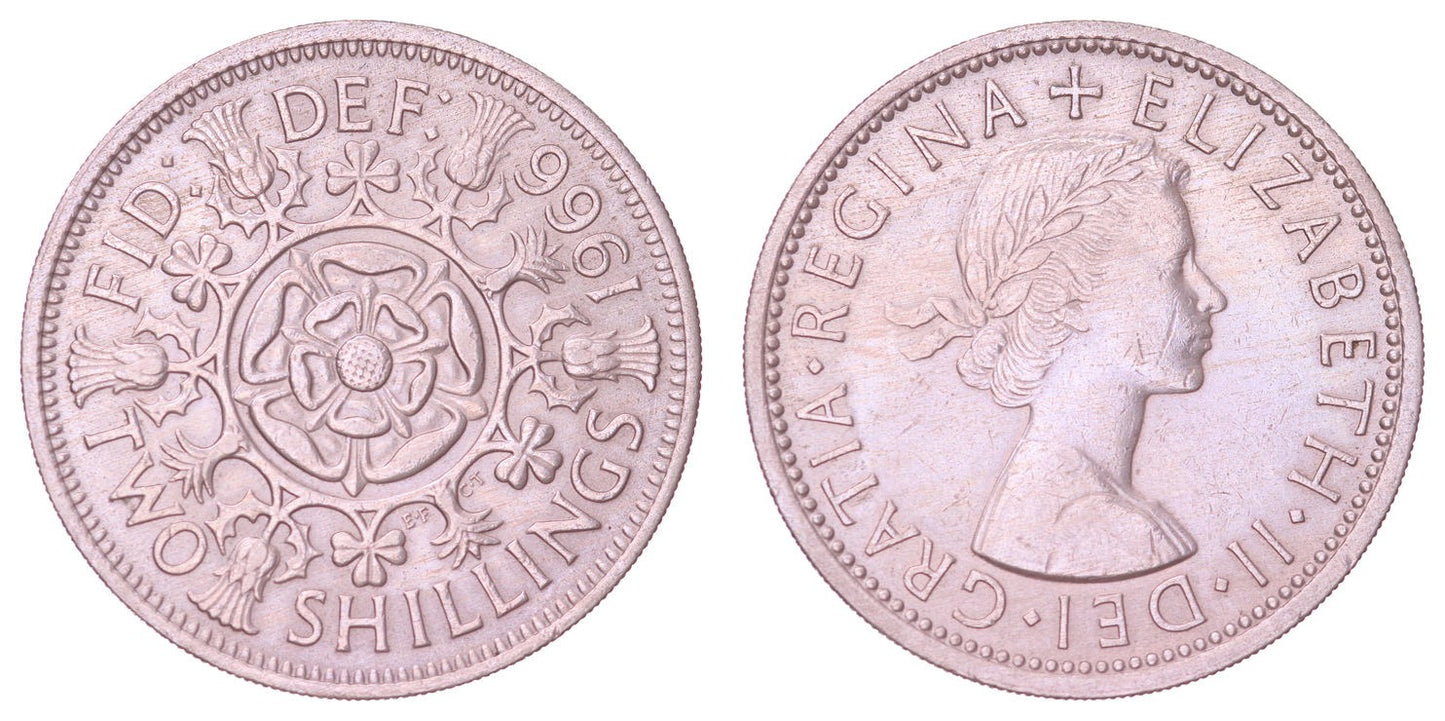 GREAT BRITAIN 2 shillings 1966 XF