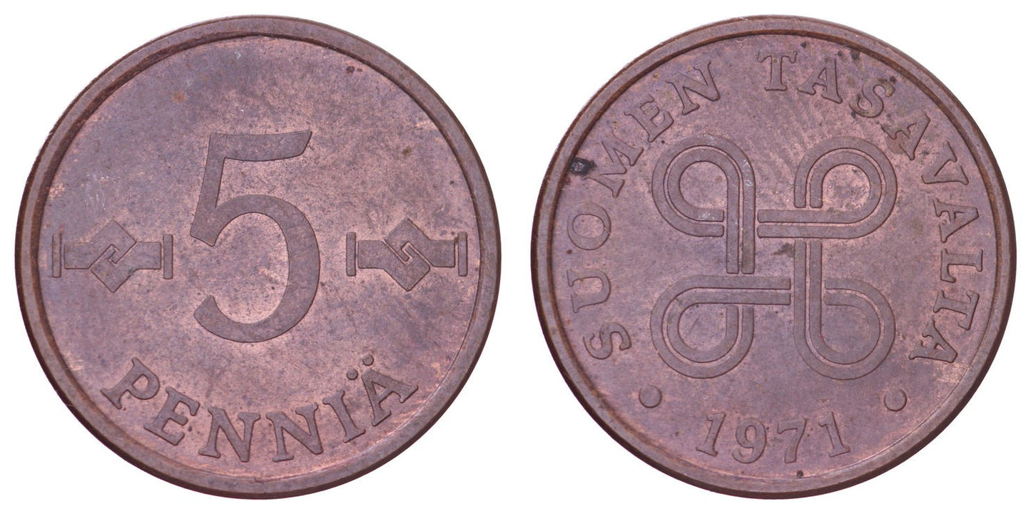 FINLAND 5 pennia 1971 VF