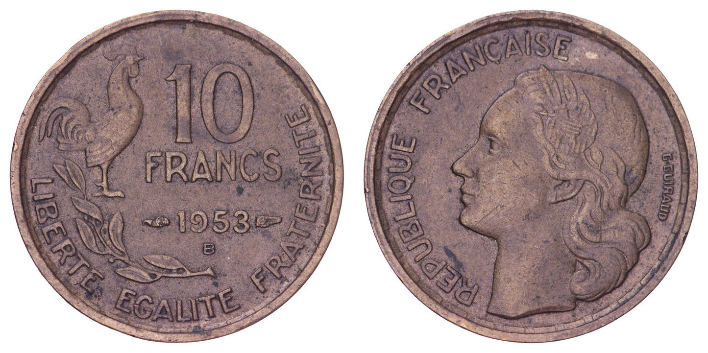 FRANCE 10 francs 1953B VF