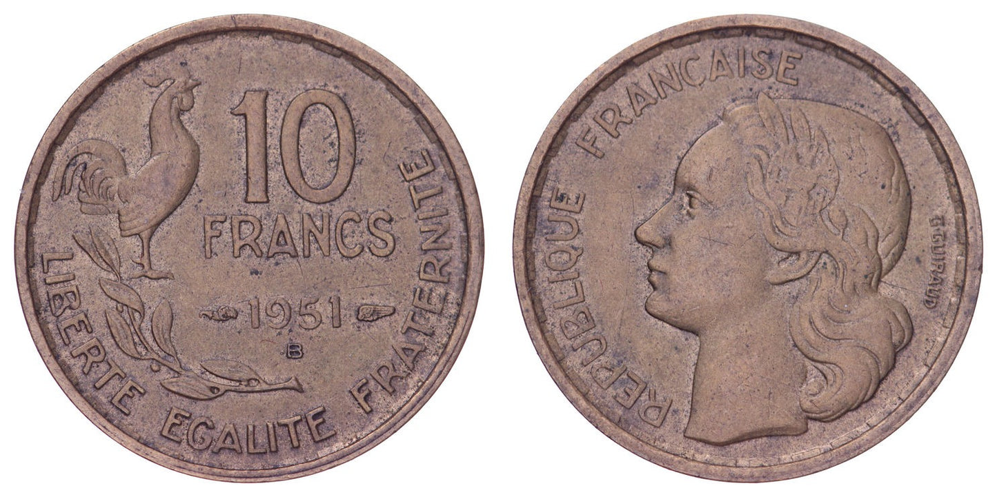 FRANCE 10 francs 1951B VF