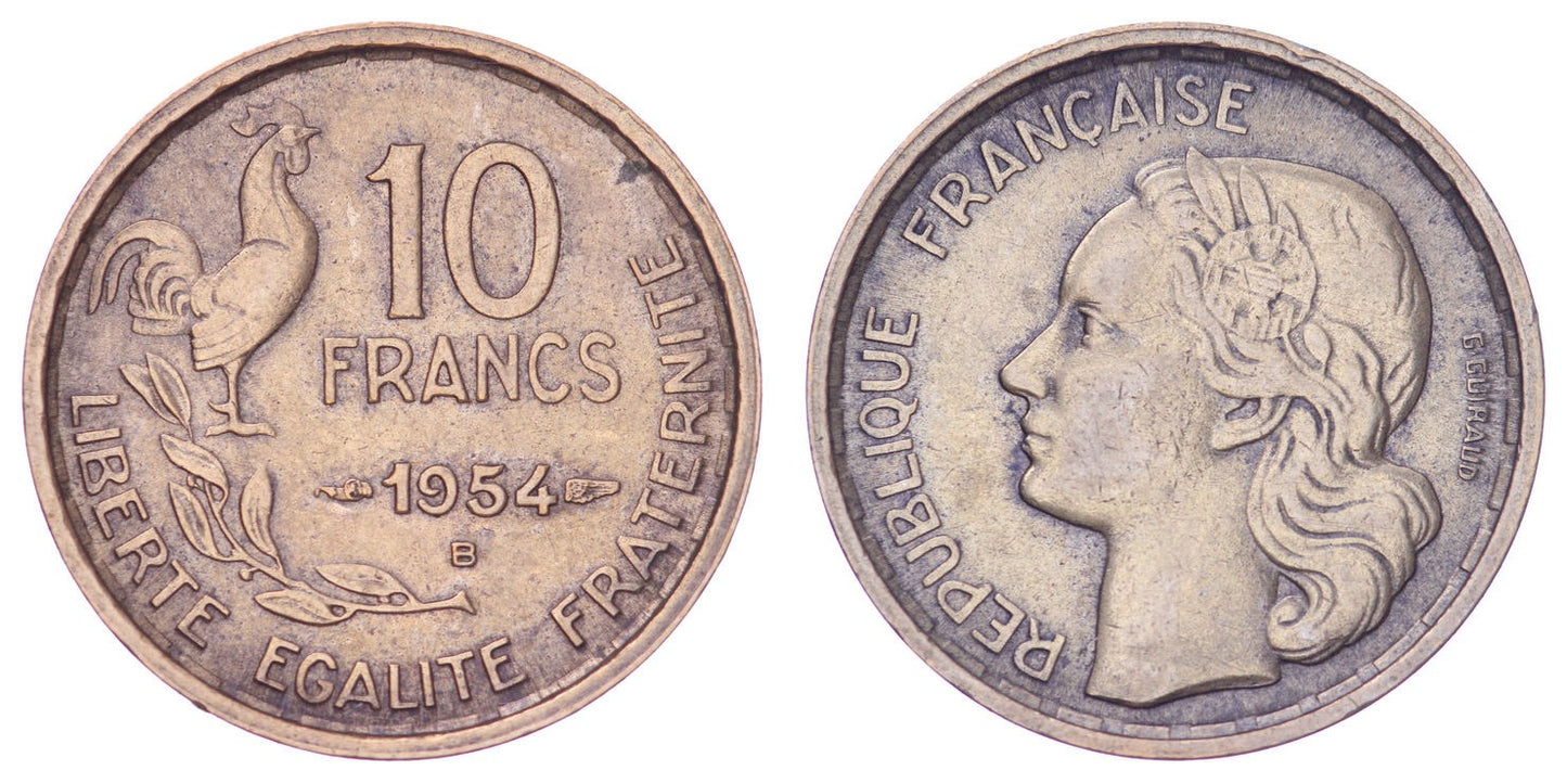 FRANCE 10 francs 1954B VF