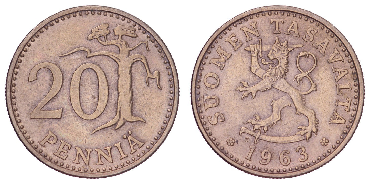FINLAND 20 pennia 1963 VF