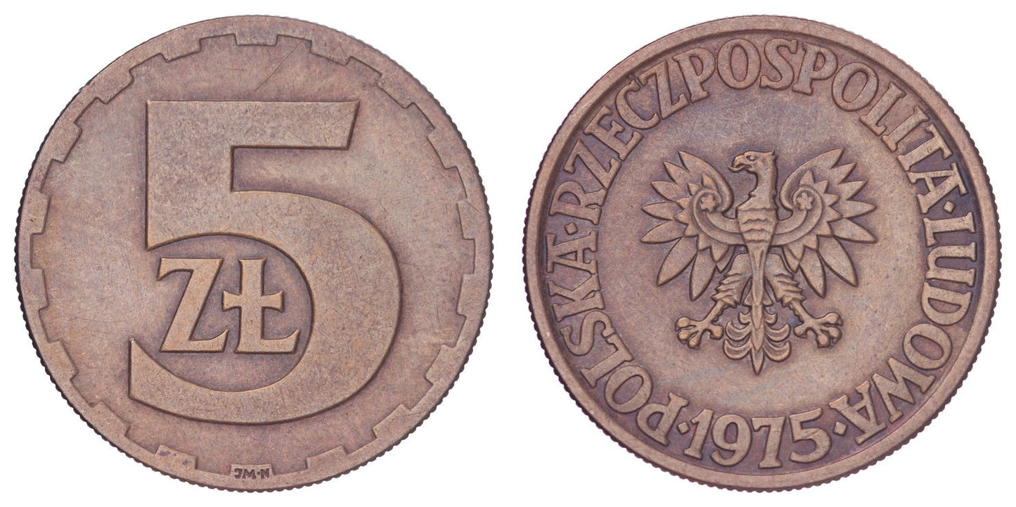 POLAND 5 zlotych 1975 VF