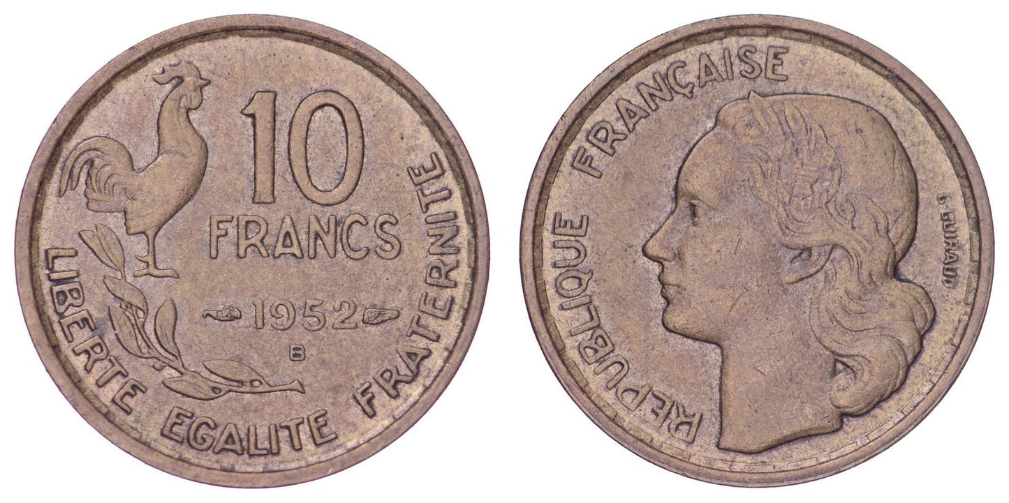 FRANCE 10 francs 1952B XF