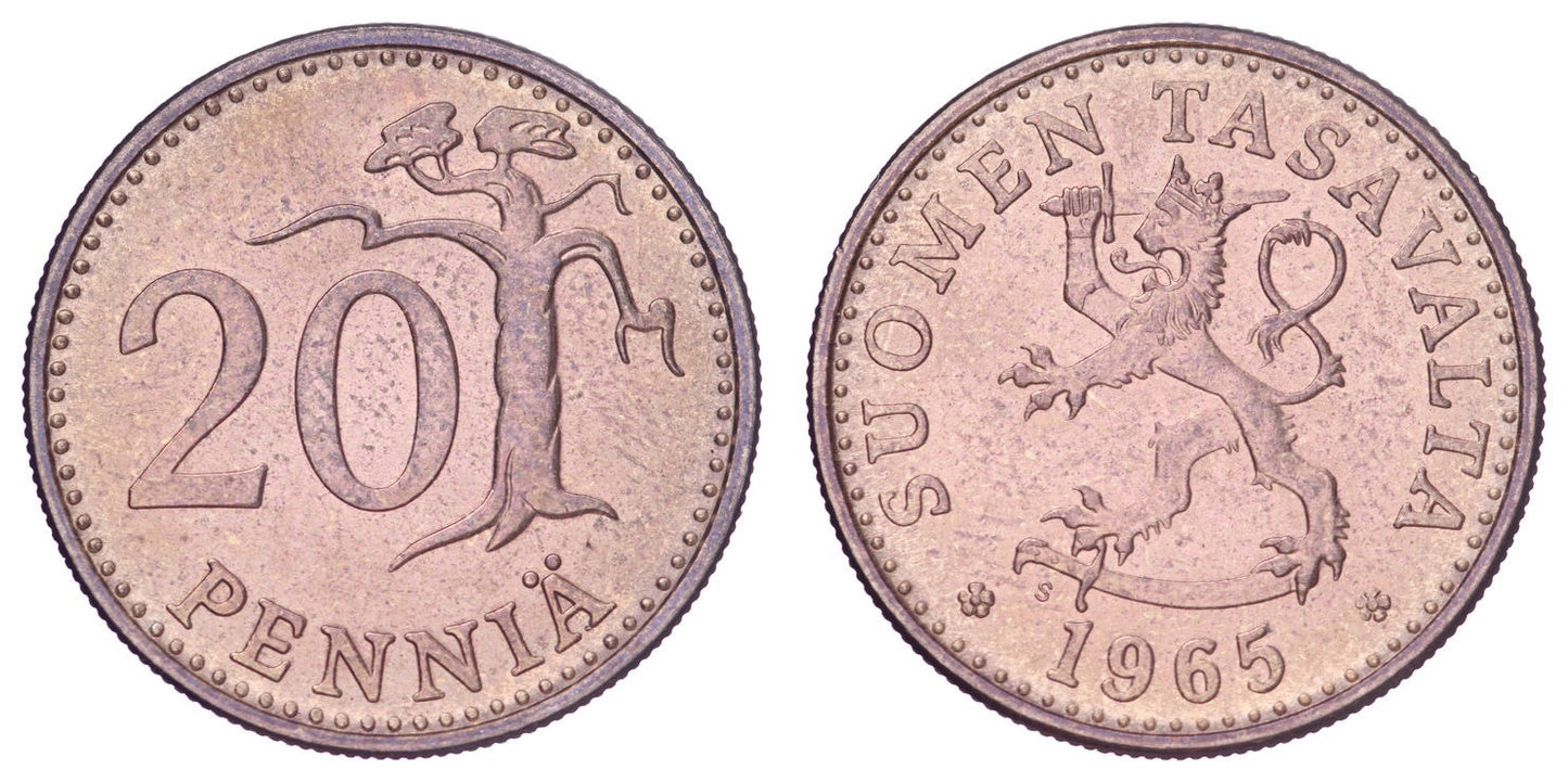 FINLAND 20 pennia 1965 XF