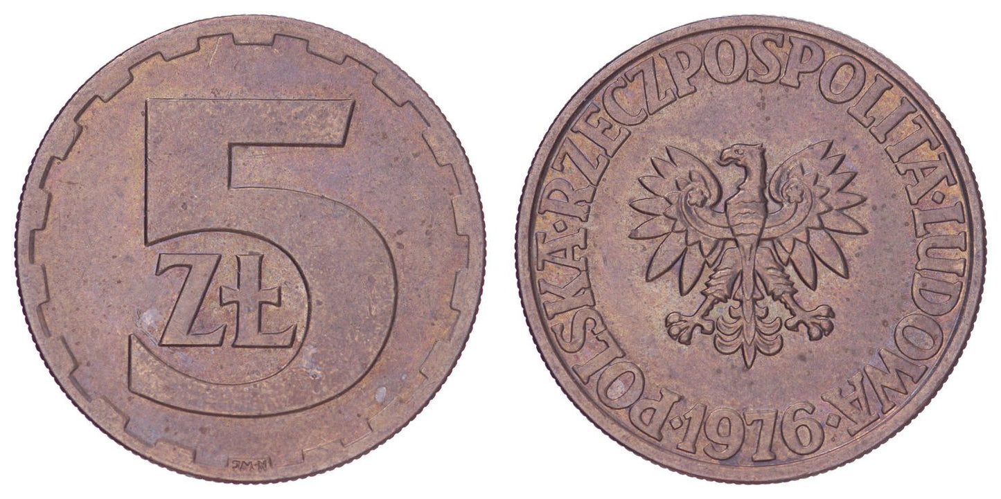 POLAND 5 zlotych 1976 XF