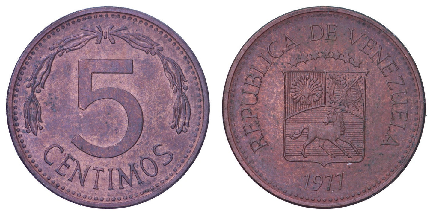 VENEZUELA 5 centimos 1977 VF