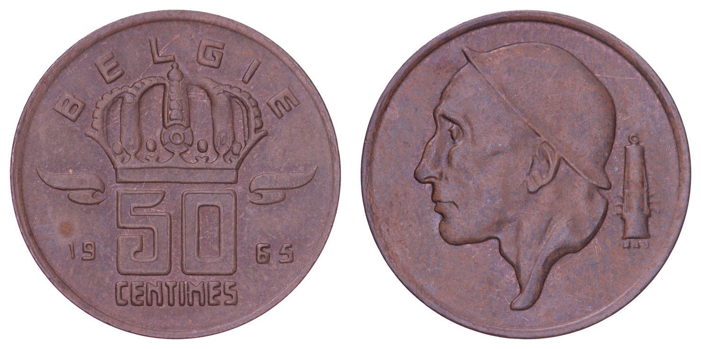 BELGIUM 50 centimes 1965 / Dutch text / VF