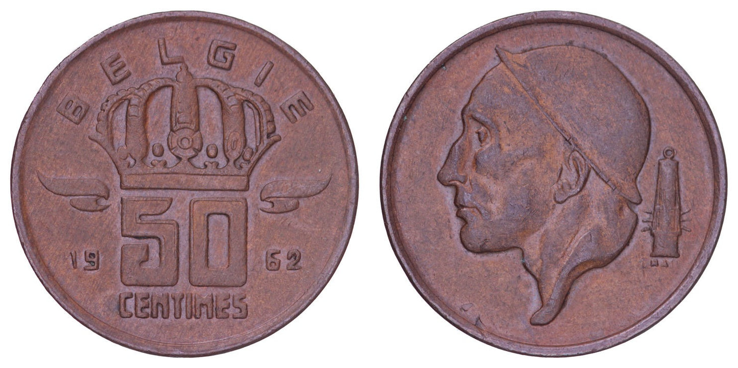 BELGIUM 50 centimes 1962 / Dutch text / VF