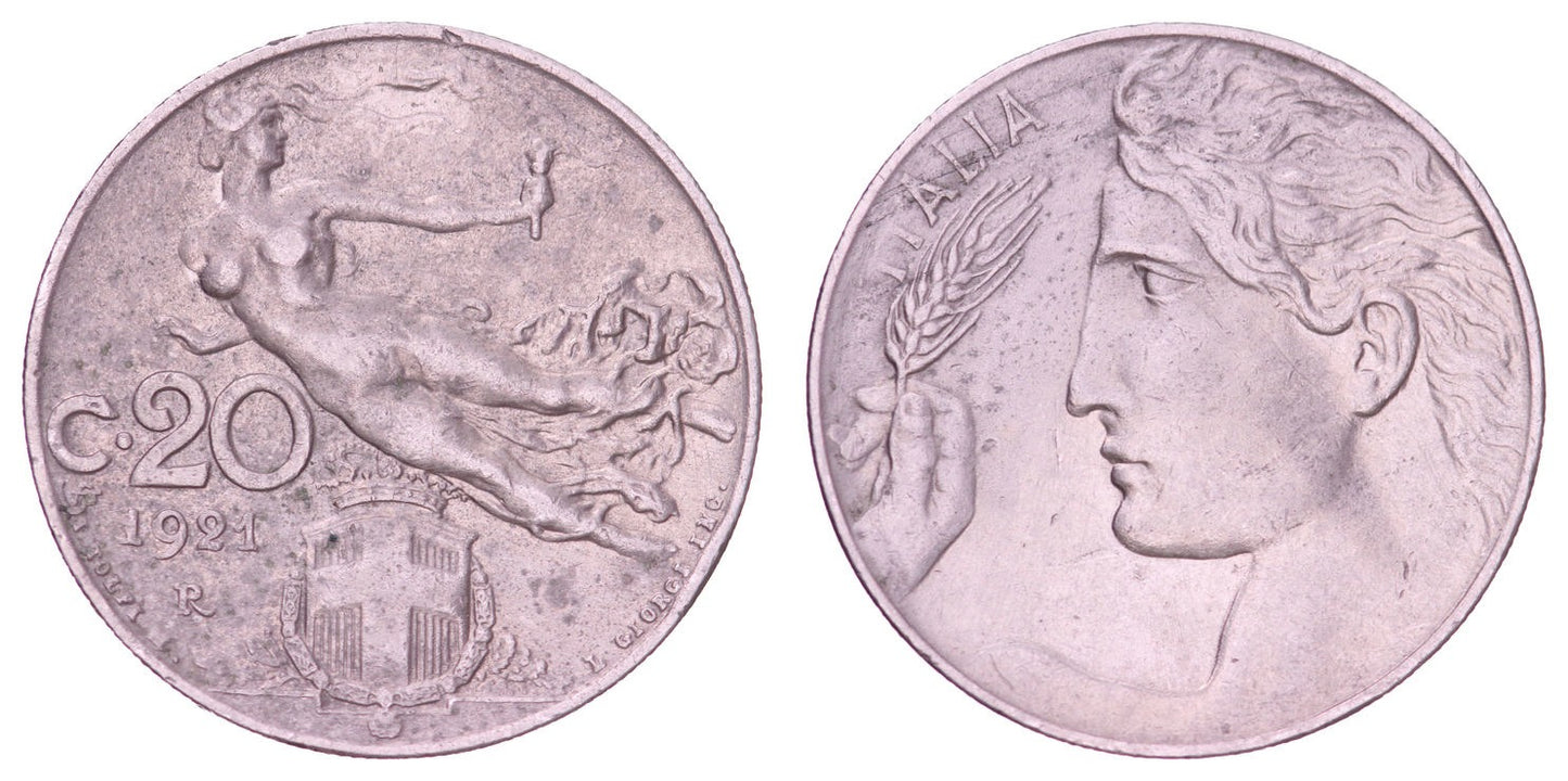 ITALY 20 centesimi 1921 VF