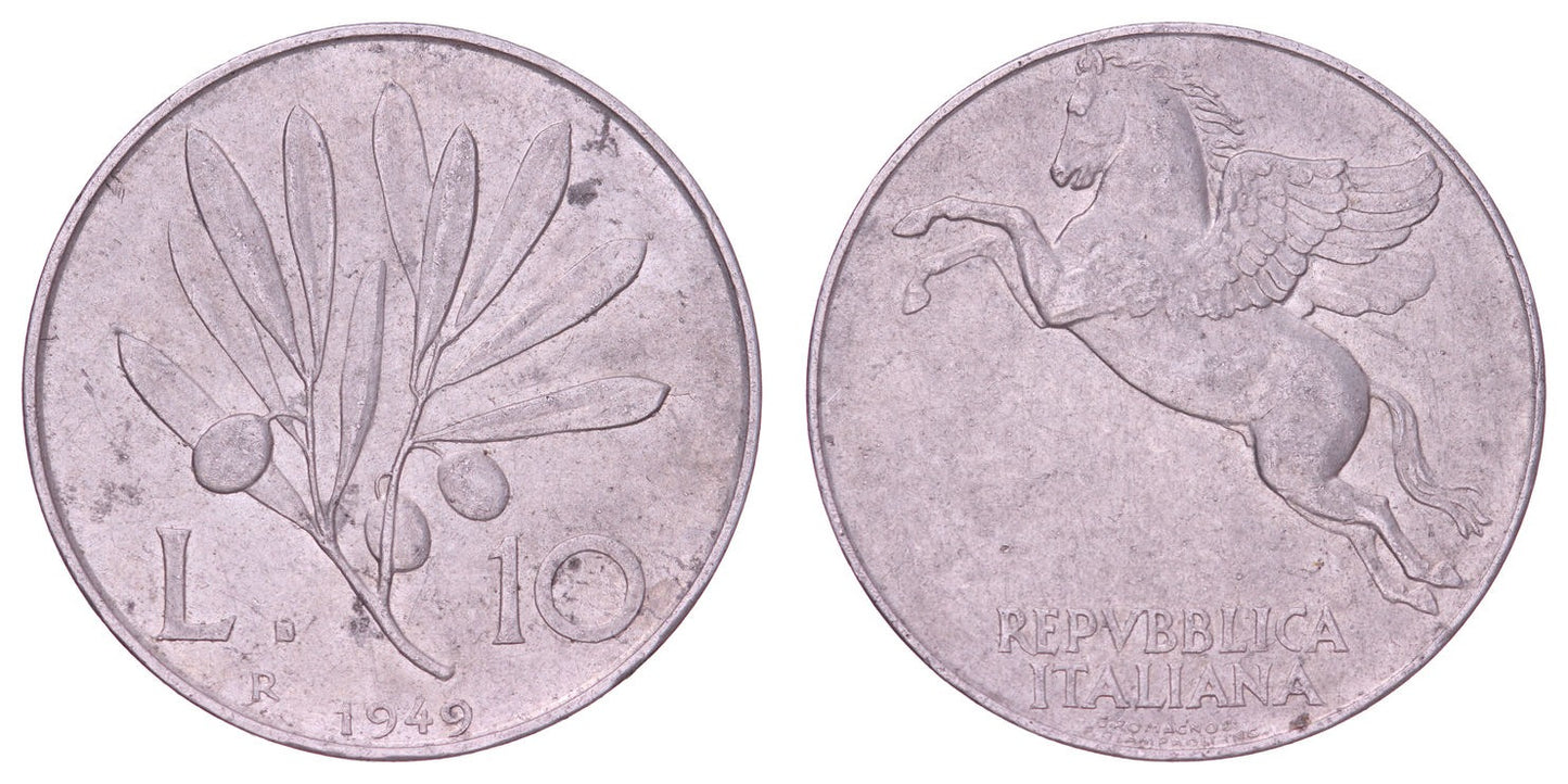 ITALY 10 lire 1949 VF