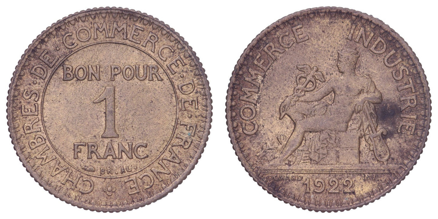 FRANCE 1 franc 1922 XF-