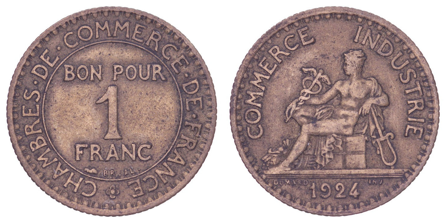 FRANCE 1 franc 1924 VF