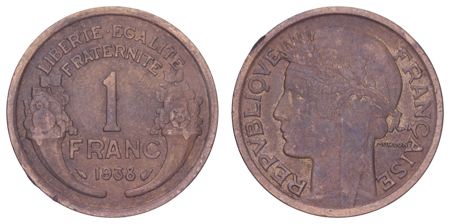 FRANCE 1 franc 1938 VF+