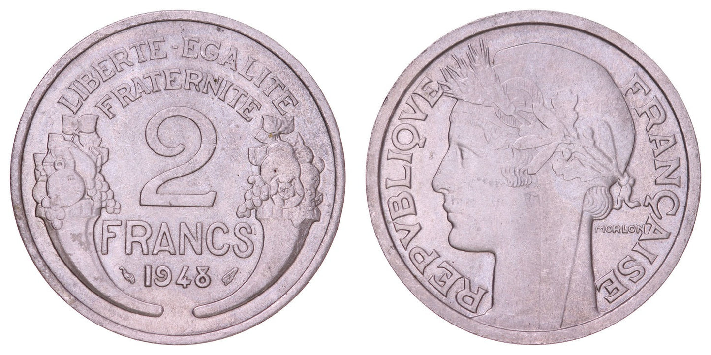 FRANCE 2 francs 1948 XF+