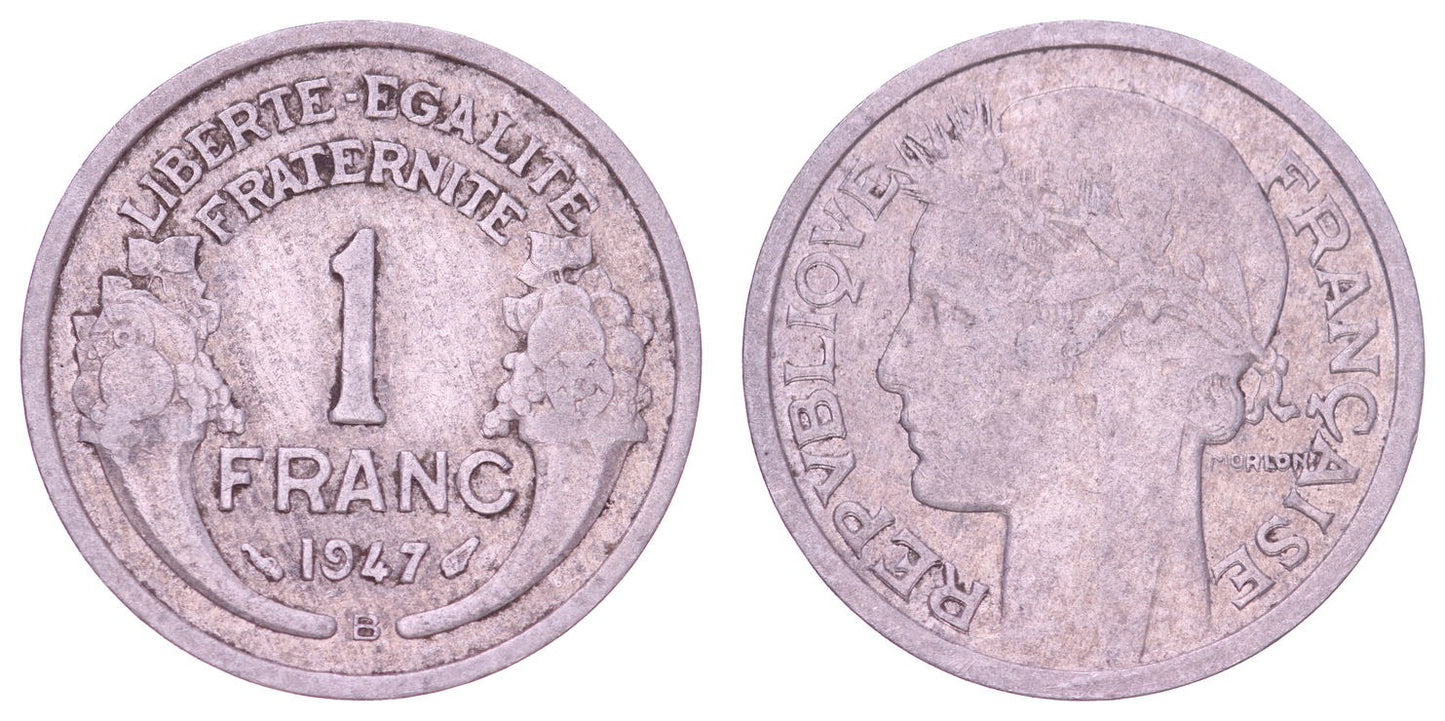 FRANCE 1 franc 1947B VF