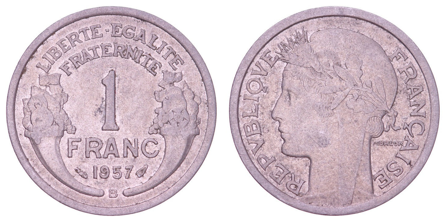 FRANCE 1 franc 1957B VF+