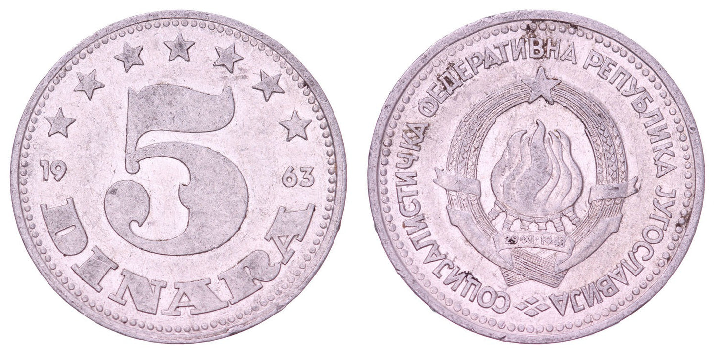 YUGOSLAVIA 5 dinara 1963 VF