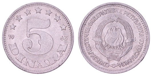 YUGOSLAVIA 5 dinara 1963 VF