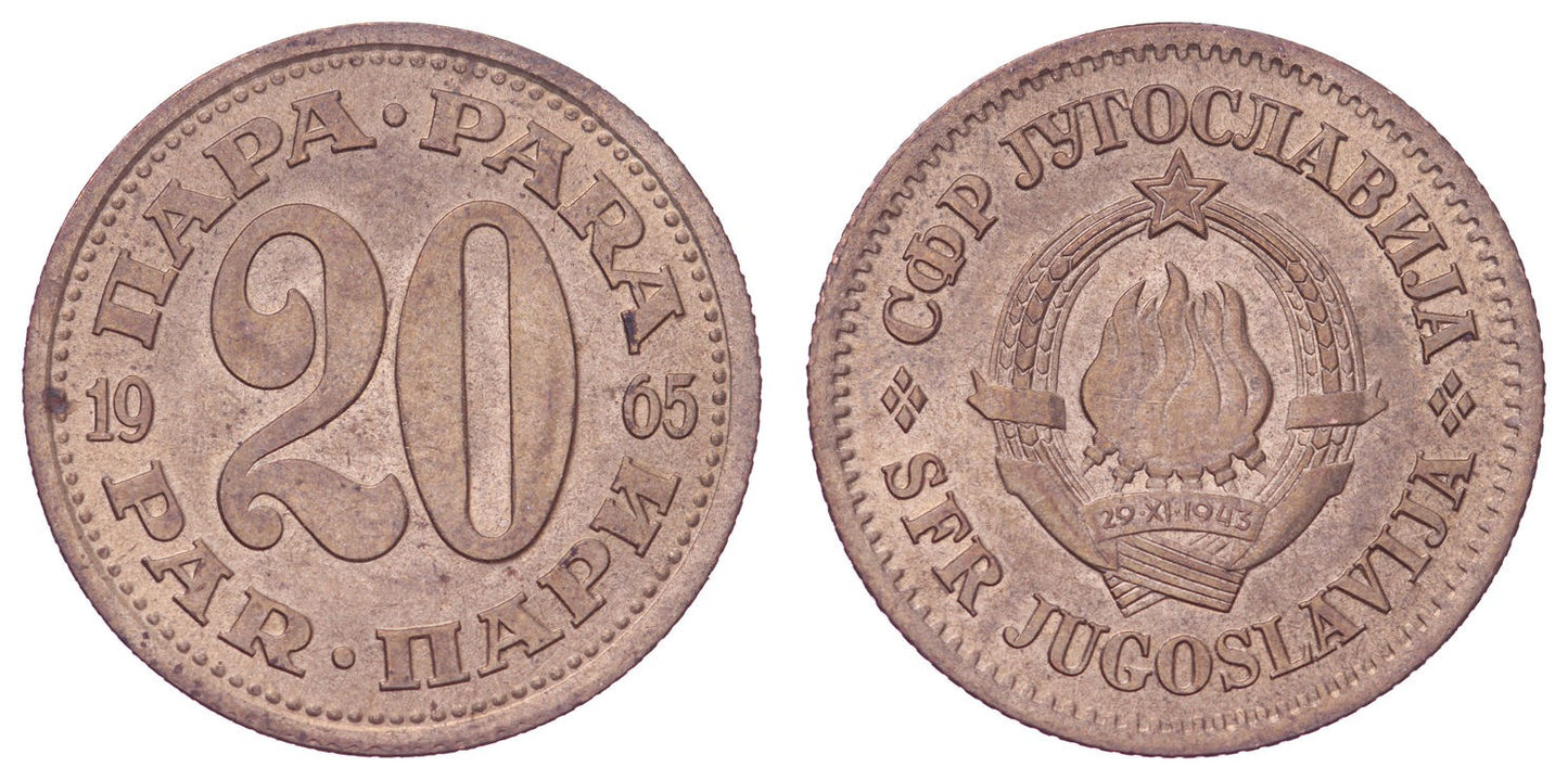 YUGOSLAVIA 20 para 1965 XF