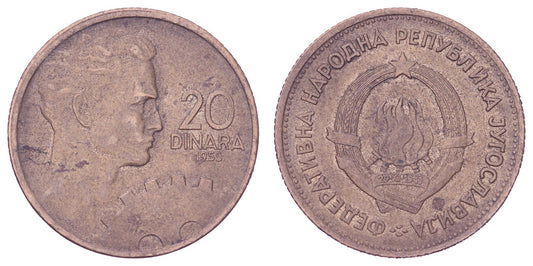 YUGOSLAVIA 20 dinara 1955 VF