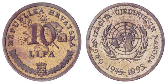 CROATIA 10 lipa 1995 / United Nations / Proof (with marks)