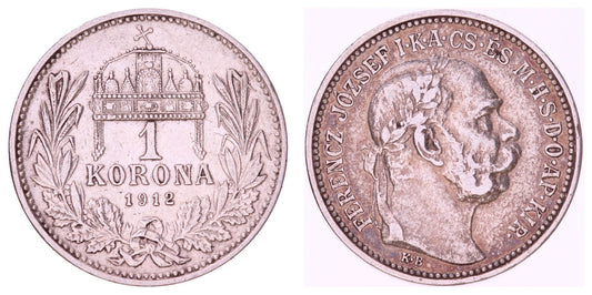 HUNGARY 1 korona 1912 / Silver / VF