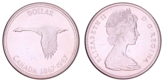 CANADA 1 dollar 1967 / 100th Anniversary of Canada / Silver / XF+