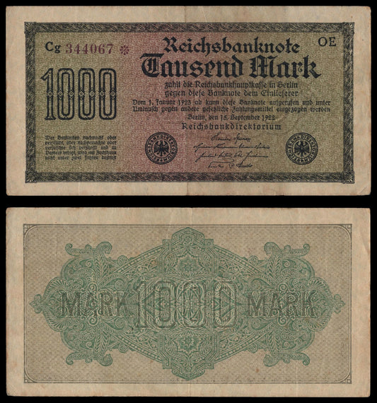 GERMANY 1000 mark 1922 / Weimar Republic / VF