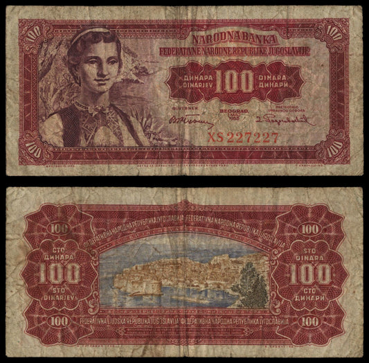YUGOSLAVIA 100 dinara 1955 / Dubrovnik / F+