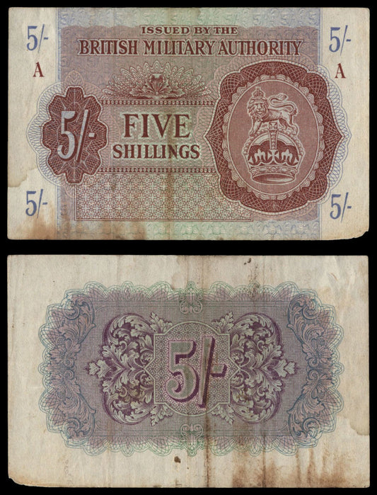 GREAT BRITAIN 5 shillings ND(1942-1947) / British Military Authority / A series / Tripolitania / F