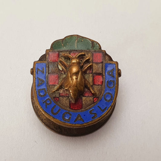 CROATIA Sloga Society / numbered / old enameled buttonhole pin