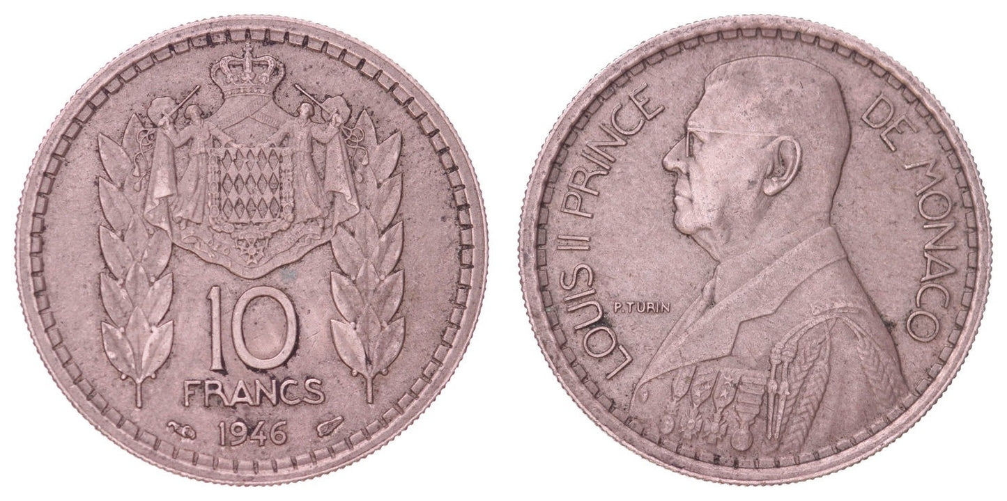 MONACO 10 francs 1946 VF