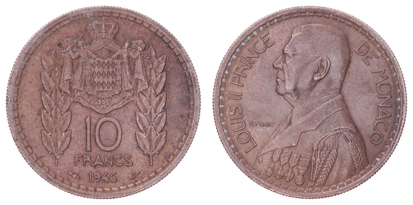 MONACO 10 francs 1946 VF