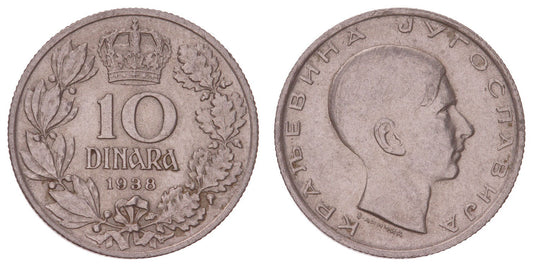 YUGOSLAVIA 10 dinara 1938 XF+