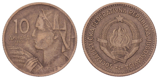 YUGOSLAVIA 10 dinara 1963 VF