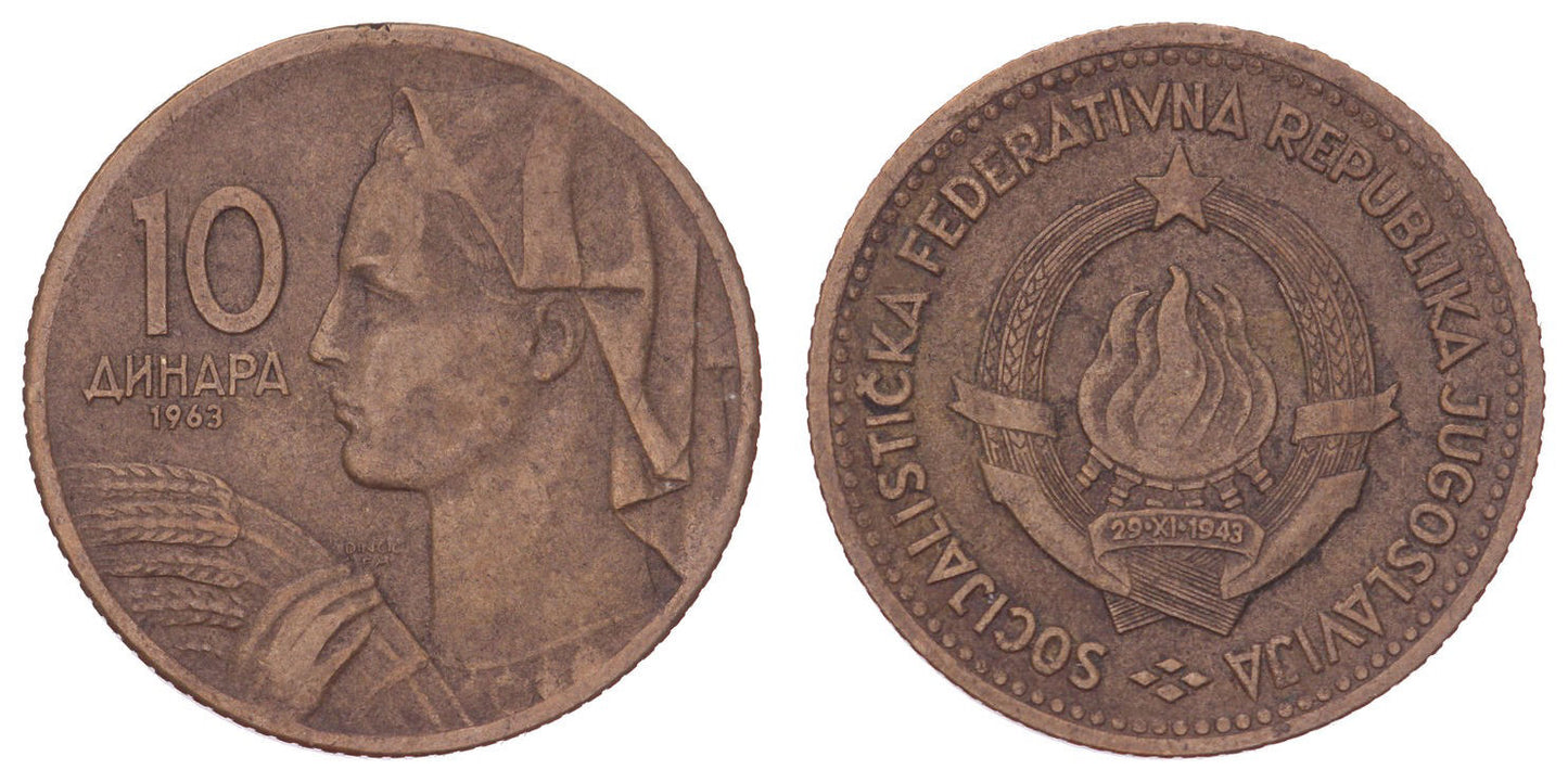 YUGOSLAVIA 10 dinara 1963 VF