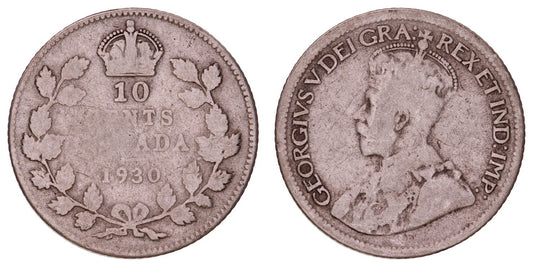 CANADA 10 cents 1930 / Silver / VF-