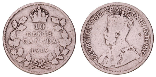 CANADA 10 cents 1919 / Silver / VF